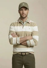 Fynch Hatton Striped Rugby Shirt - Off White - XL