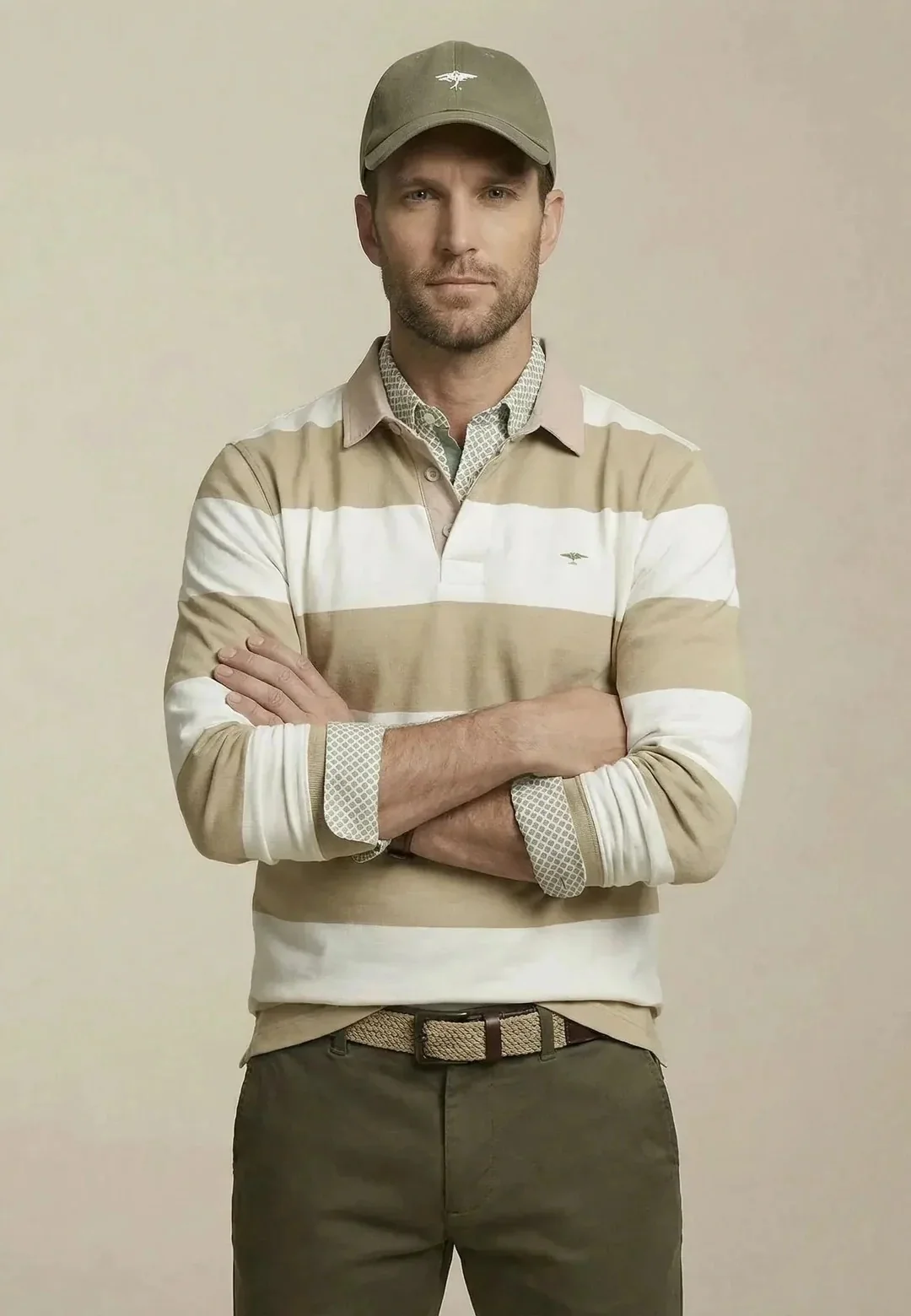 Fynch Hatton Striped Rugby Shirt - Off White - XL