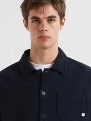 Farah Castlefield Waffle Overshirt - Navy - M