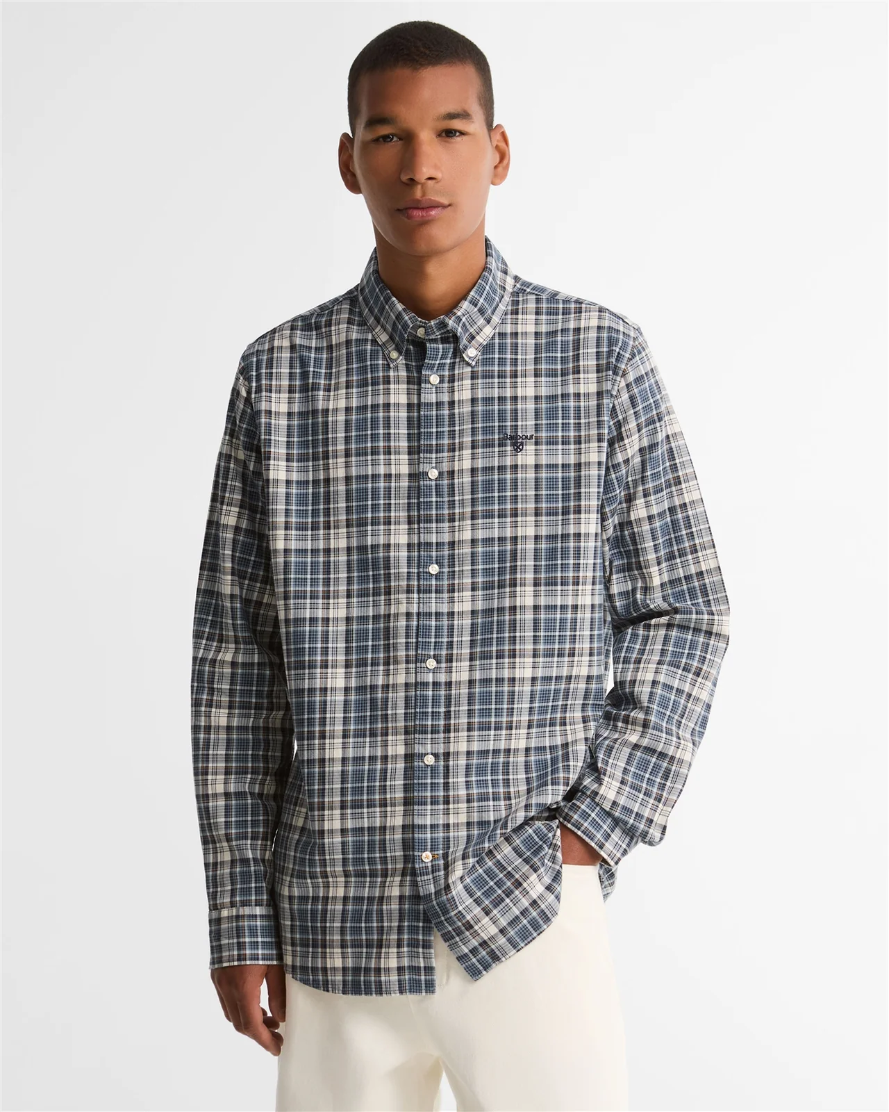 Barbour Mosswood Tailored Fit Checked Shirt - Navy - M