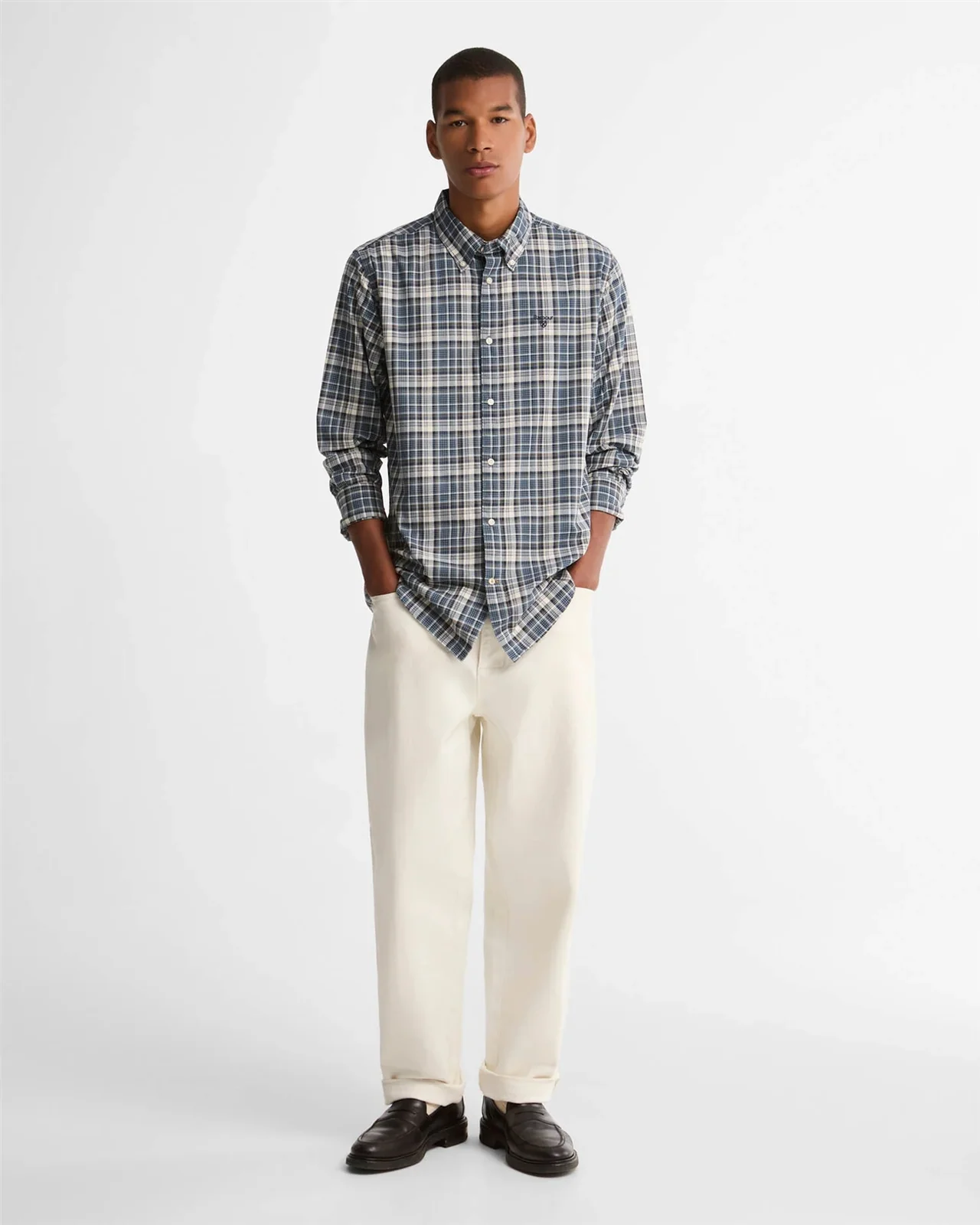 Barbour Mosswood Tailored Fit Checked Shirt - Navy - M