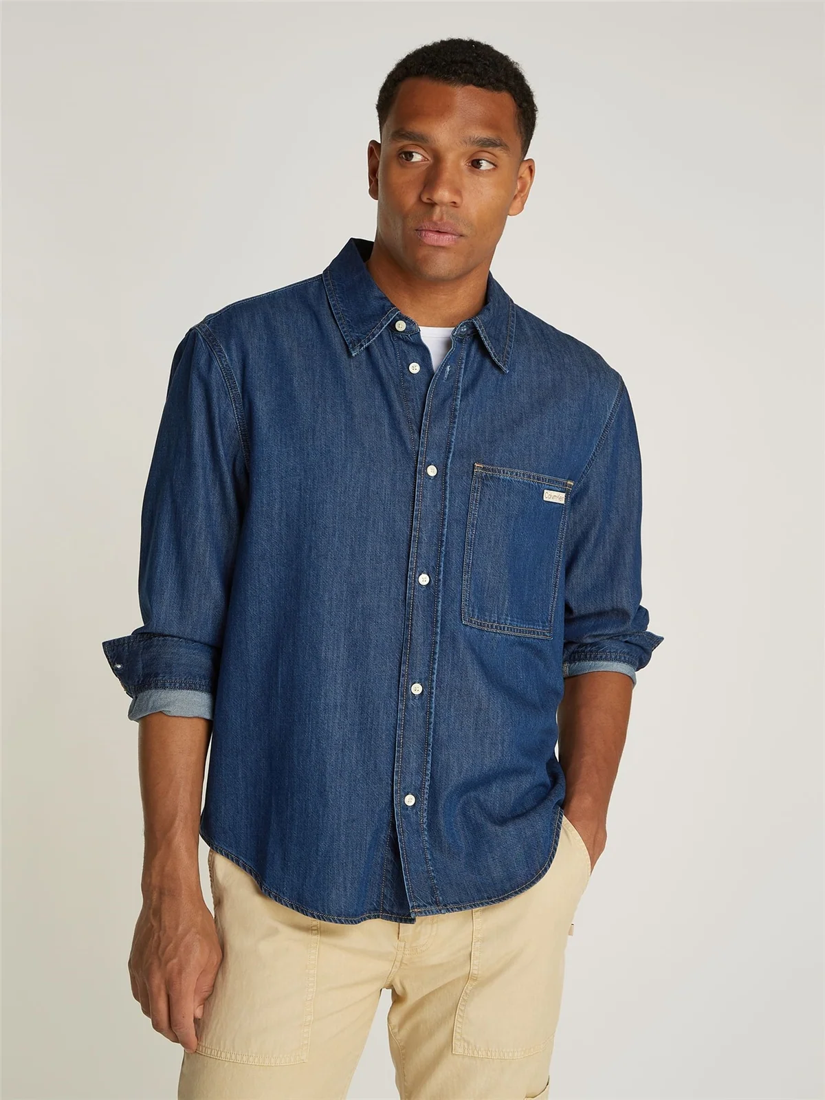 Calvin Klein Jeans Regular Denim Shirt - Blue - S