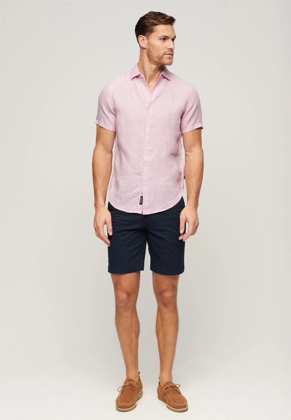 Superdry Studios Casual Linen Short Sleeve Shirt - Purple - L