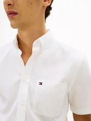 Tommy Hilfiger Regular Fit Lightweight Short Sleeve Oxford Shirt - White - XL