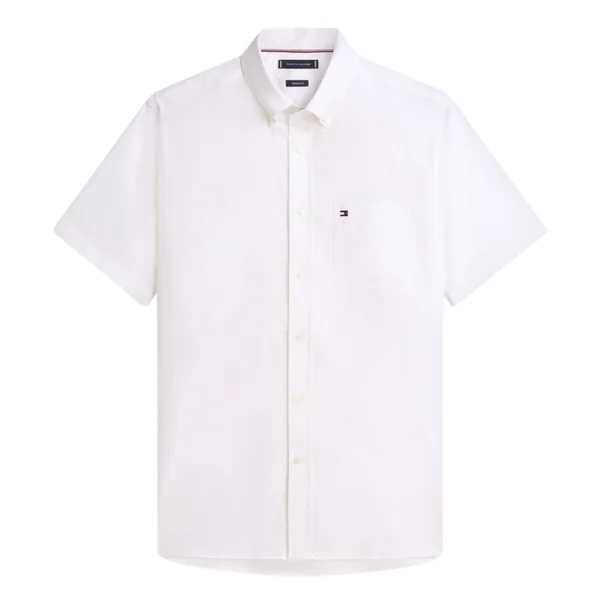 Tommy Hilfiger Regular Fit Lightweight Short Sleeve Oxford Shirt - White - XL