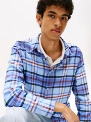 Tommy Jeans Regular Fit Check Flannel Shirt - Blue - S