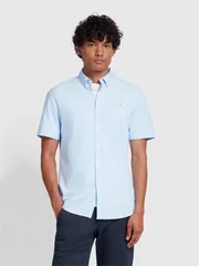 Farah Brewer Short Sleeve Oxford Shirt - Light Blue - XL