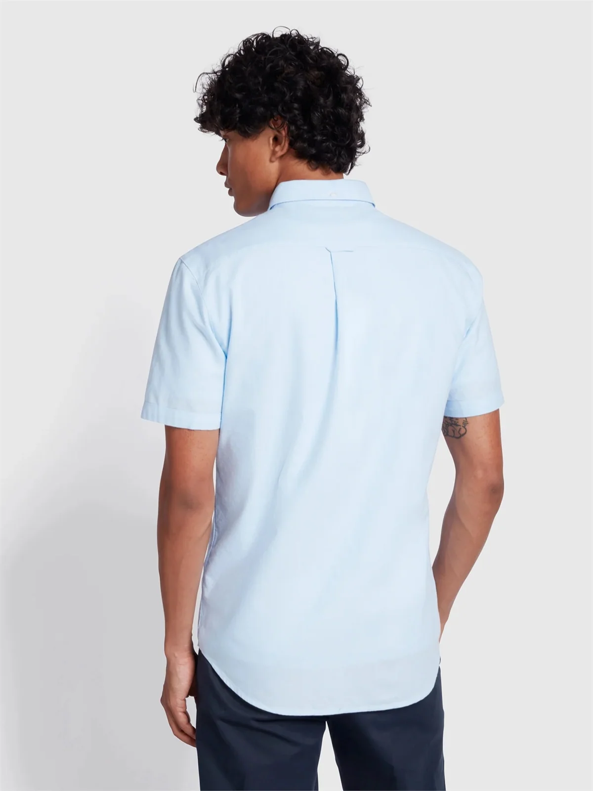 Farah Brewer Short Sleeve Oxford Shirt - Light Blue - XL