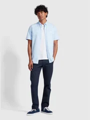 Farah Brewer Short Sleeve Oxford Shirt - Light Blue - XL