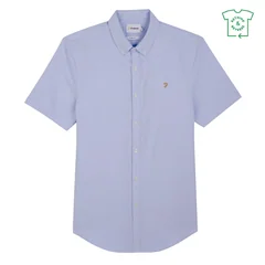 Farah Brewer Short Sleeve Oxford Shirt - Light Blue - XL