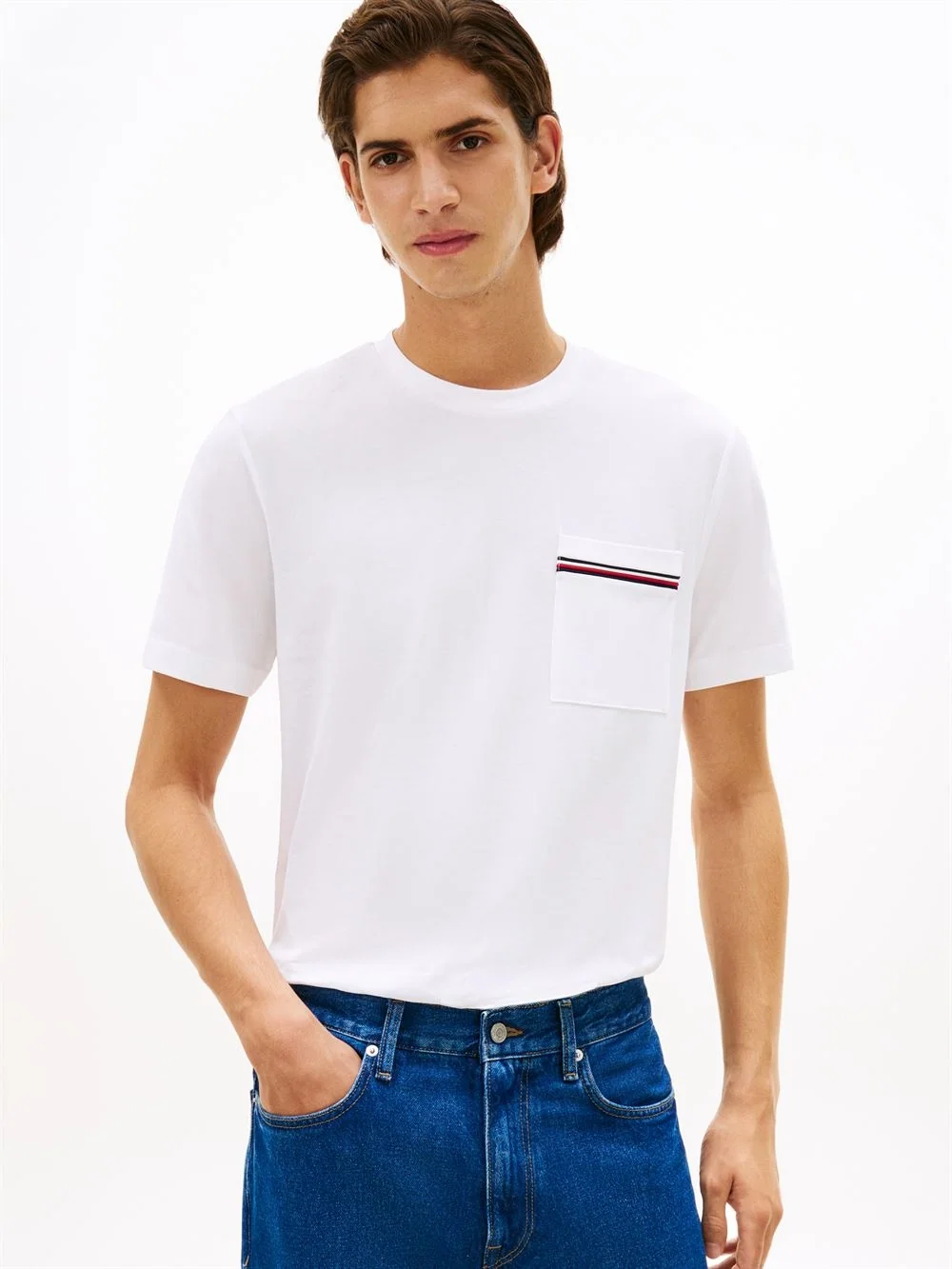 Tommy Hilfiger Global Stripe Pocket Pique Jersey T-Shirt - White - S
