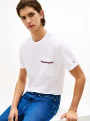 Tommy Hilfiger Global Stripe Pocket Pique Jersey T-Shirt - White - S