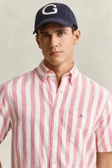 Gant Cotton Linen Stripe Shirt - Pink - 2XL