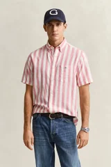 Gant Cotton Linen Stripe Shirt - Pink - 2XL
