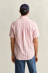 Gant Cotton Linen Stripe Shirt - Pink - 2XL