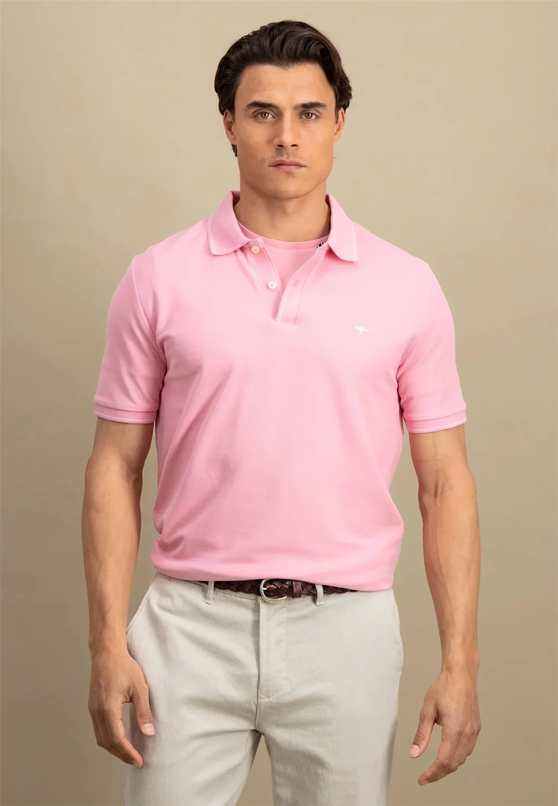 Fynch Hatton Modern Fit Premium Cotton Polo Shirt - Pink - Small