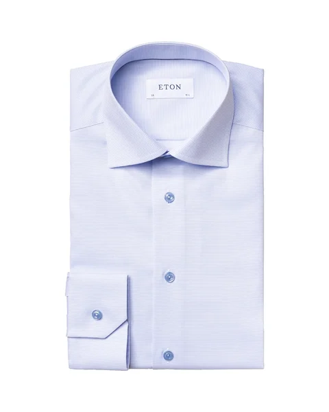 Eton Solid Signature Twill Formal Shirt - Blue - 16