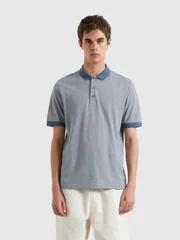 Farah Sefton Jacquard Polo Shirt - Blue - M