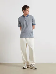 Farah Sefton Jacquard Polo Shirt - Blue - M