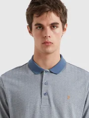 Farah Sefton Jacquard Polo Shirt - Blue - M