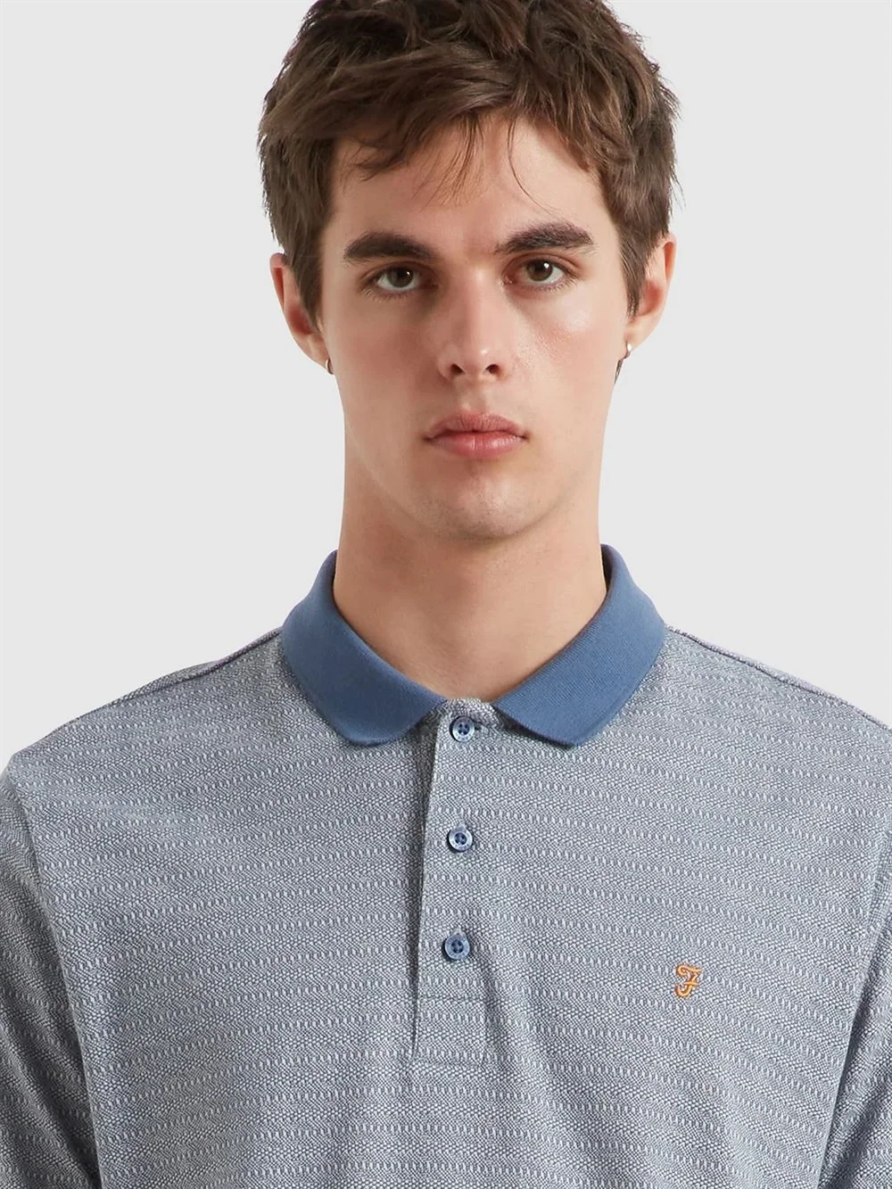 Farah Sefton Jacquard Polo Shirt - Blue - M