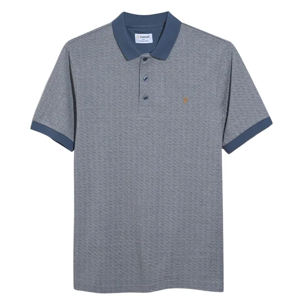 Farah Sefton Jacquard Polo Shirt - Blue - M