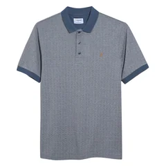 Farah Sefton Jacquard Polo Shirt - Blue - M