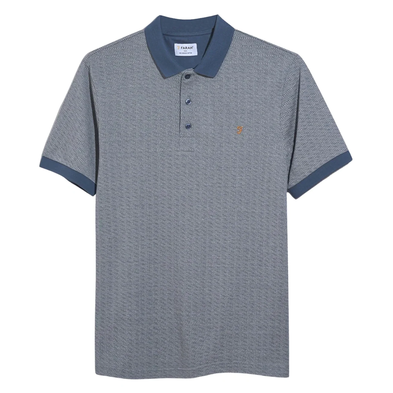 Farah Sefton Jacquard Polo Shirt - Blue - M