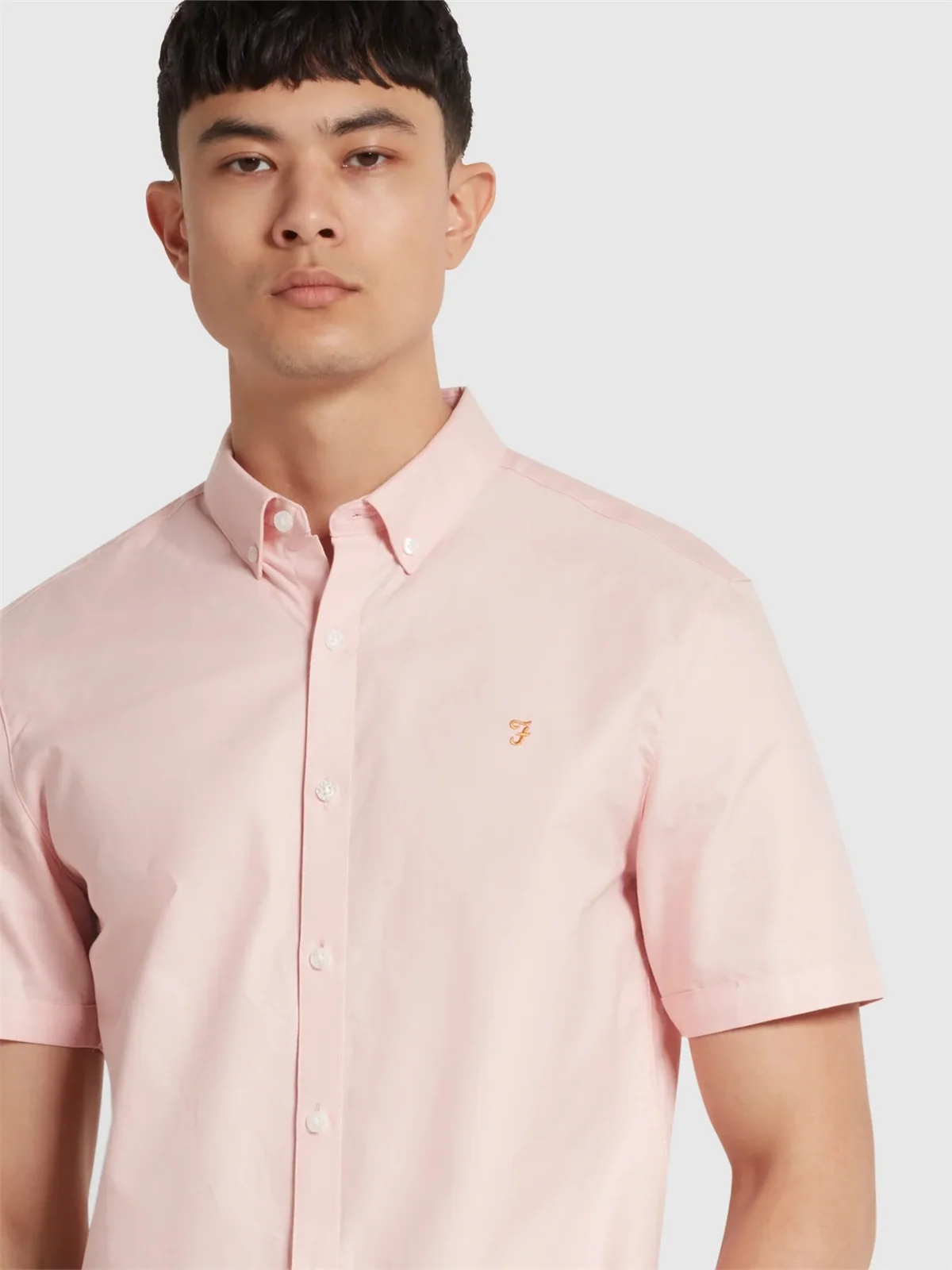 Farah Brewer Short Sleeve Oxford Shirt - Pink - M