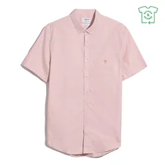 Farah Brewer Short Sleeve Oxford Shirt - Pink - M