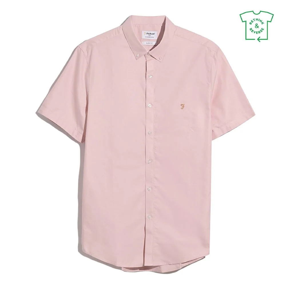 Farah Brewer Short Sleeve Oxford Shirt - Pink - M