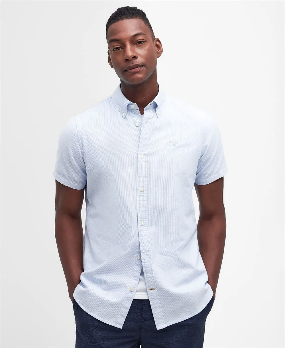 Barbour Striped Oxtown Short Sleeve Tailored Shirt - Blue - L