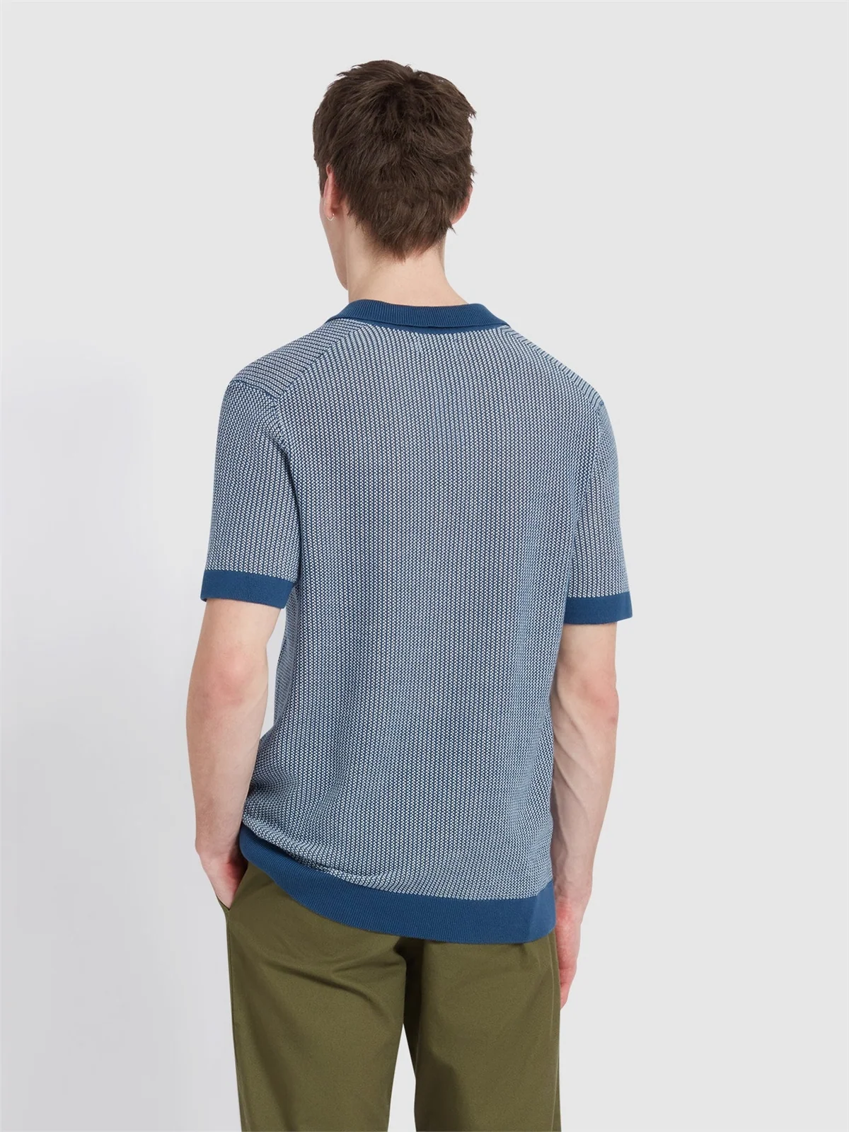 Farah Sandford Knit Polo Shirt - Blue - L