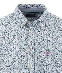 Fynch Hatton Flower Print B.D. Cotton Shirt - Teal - L