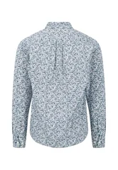 Fynch Hatton Flower Print B.D. Cotton Shirt - Teal - L