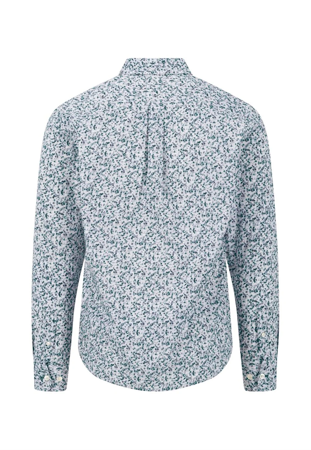Fynch Hatton Flower Print B.D. Cotton Shirt - Teal - L