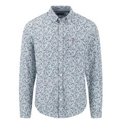 Fynch Hatton Flower Print B.D. Cotton Shirt - Teal - L