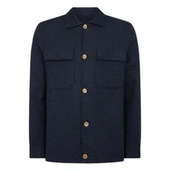 Remus Uomo Regular Fit Chevron Print Shacket - Navy - M
