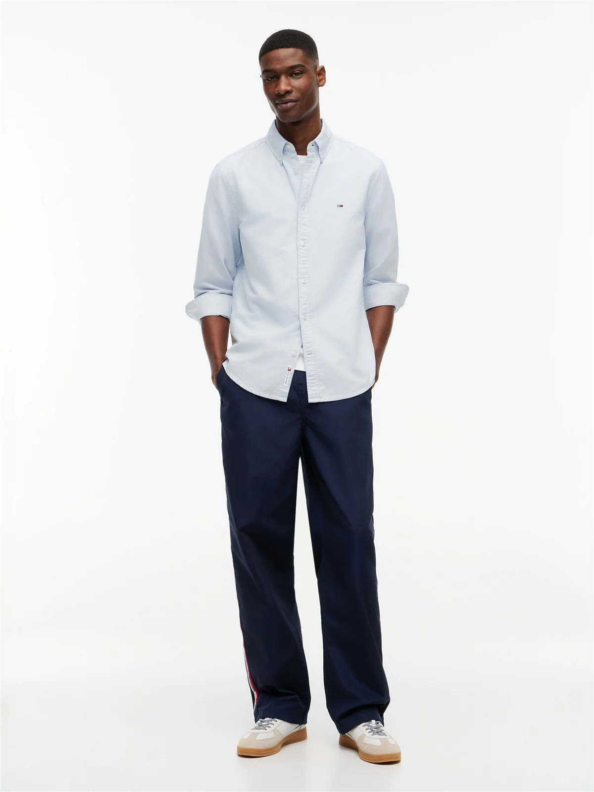 Tommy Jeans Regular Fit Flag Embroidery Oxford Shirt - Blue - L