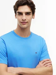 Tommy Hilfiger Flag Embroidery Crew Neck T-Shirt - Spell Blue - 2XL