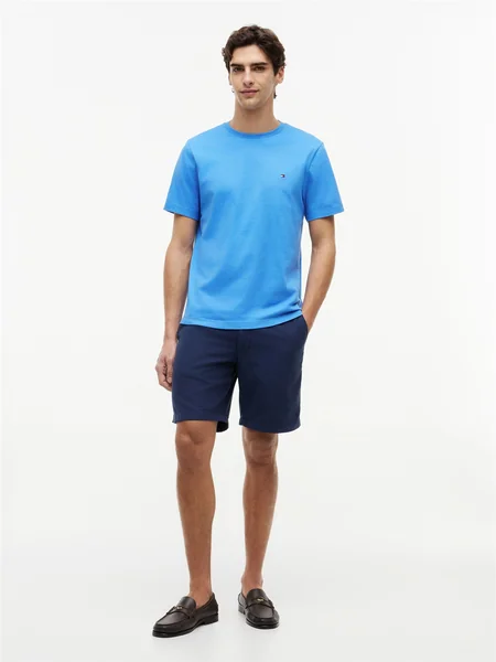Tommy Hilfiger Flag Embroidery Crew Neck T-Shirt - Spell Blue - 2XL
