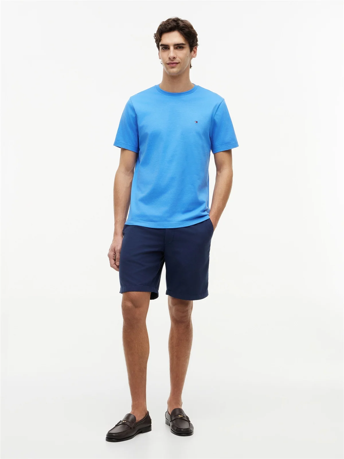 Tommy Hilfiger Flag Embroidery Crew Neck T-Shirt - Spell Blue - 2XL