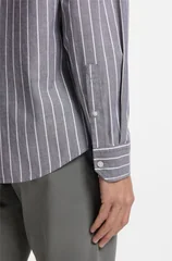 Boss Ricoplus_M Striped Cotton Stretch Shirt - Purple - XL