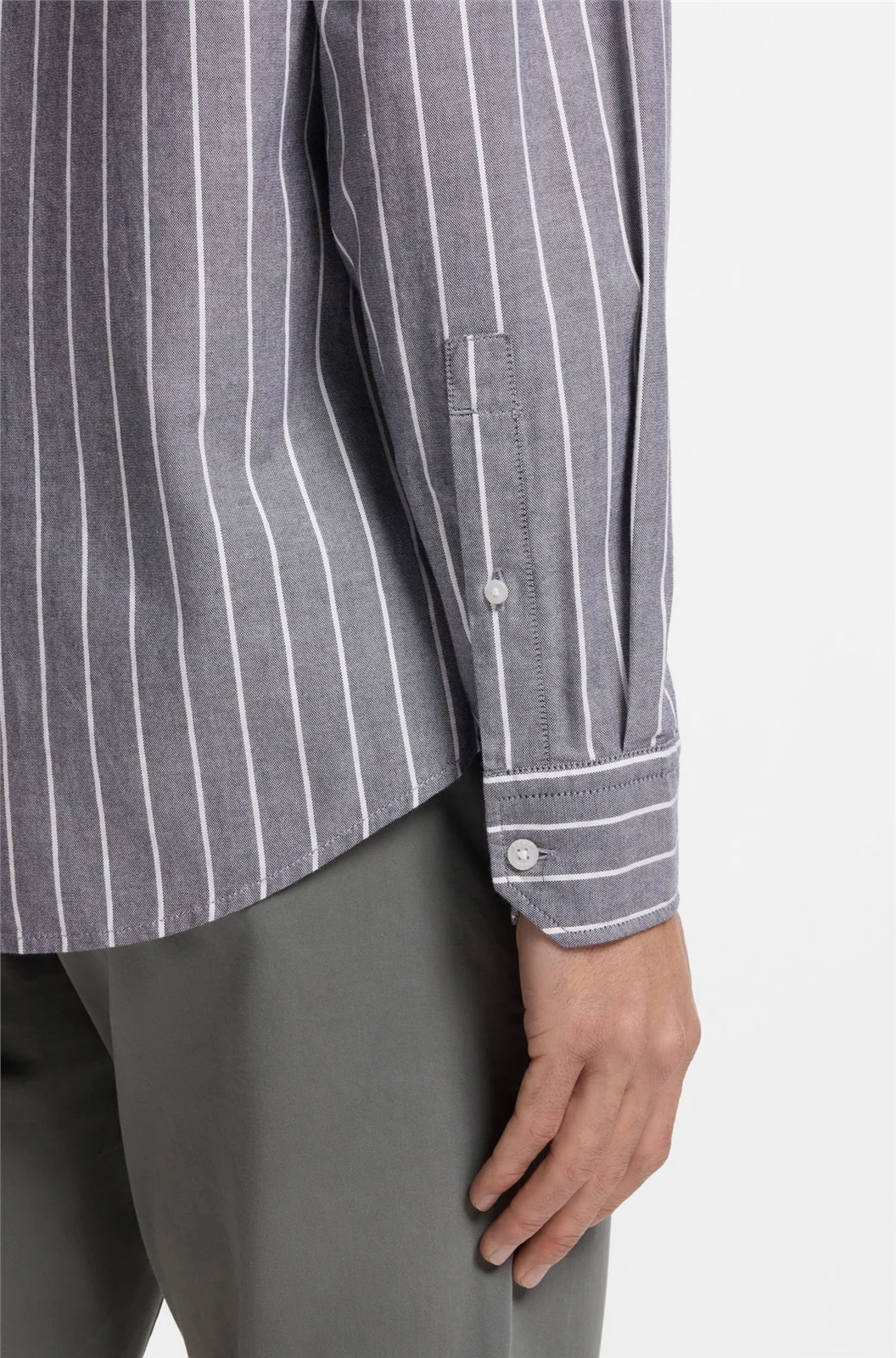 Boss Ricoplus_M Striped Cotton Stretch Shirt - Purple - XL