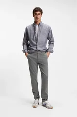 Boss Ricoplus_M Striped Cotton Stretch Shirt - Purple - XL
