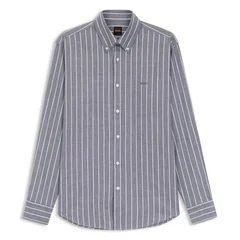 Boss Ricoplus_M Striped Cotton Stretch Shirt - Purple - XL
