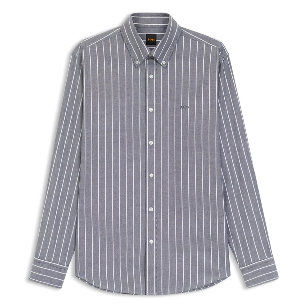Boss Ricoplus_M Striped Cotton Stretch Shirt - Purple - XL