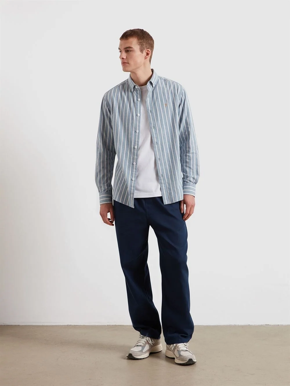 Farah Steen Wide Stripe Shirt - Blue - XL