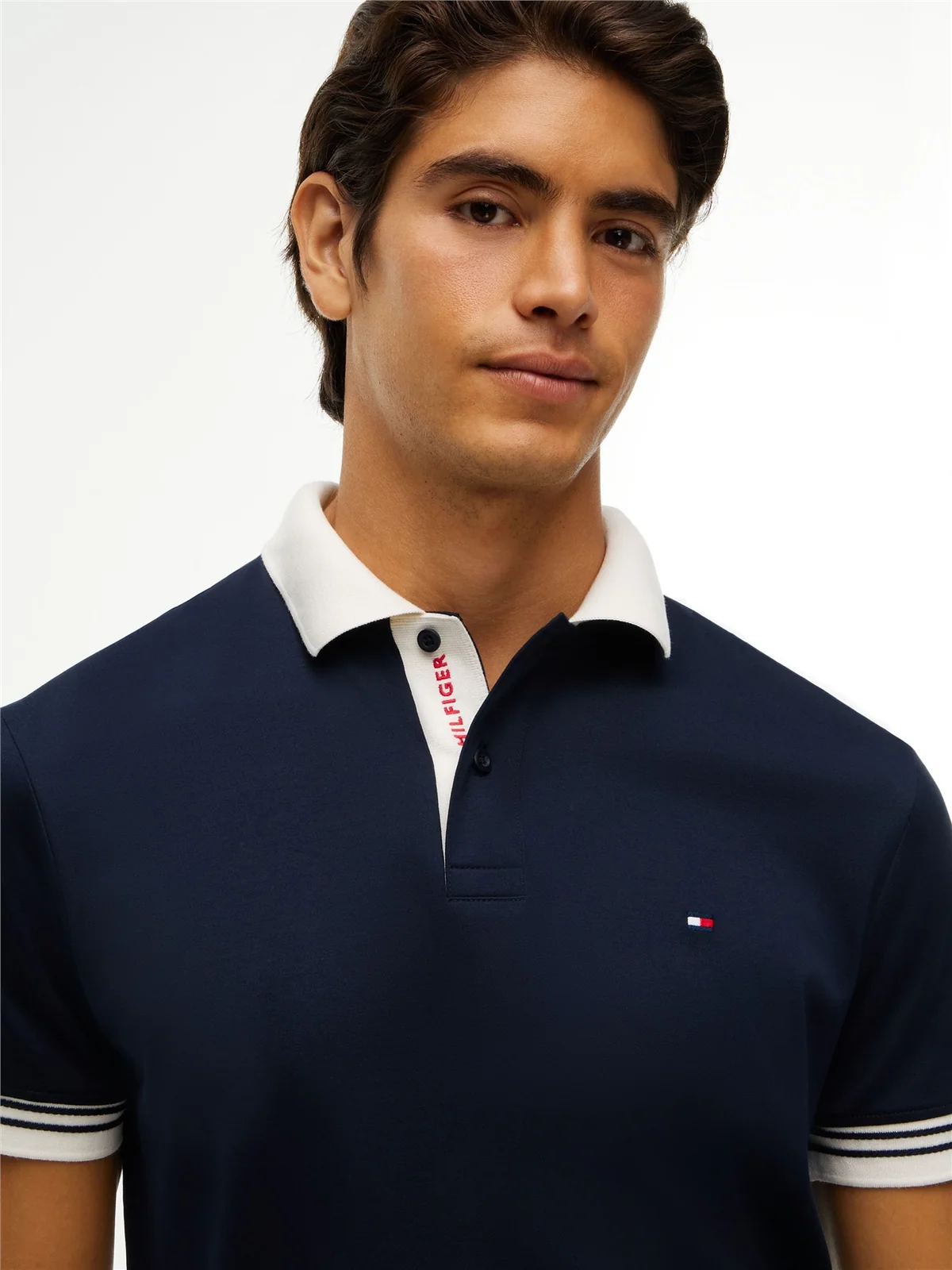 Tommy Hilfiger Interlock Contrast Placket Polo Shirt - Navy - S