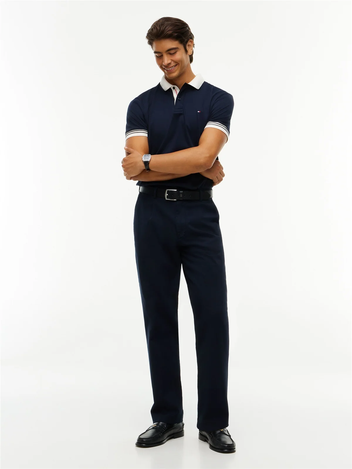 Tommy Hilfiger Interlock Contrast Placket Polo Shirt - Navy - S